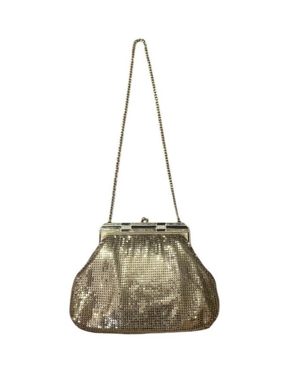 whiting and davis gold tone mesh evening bag